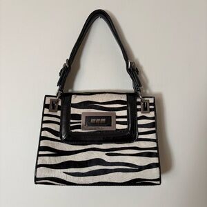 Talbots Zebra Print Genuine Patent Leather Calf Hair Handbag MSRP $159